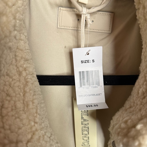 Blank NYC Cream Teddy Jacket Oversized Fit - Picture 4 of 6